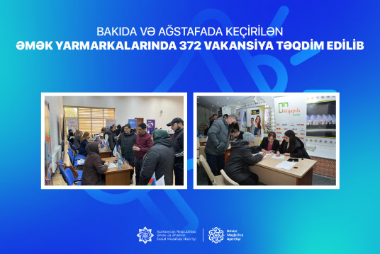 Bakıda və Ağstafada keçirilən əmək yarmarkalarında 372 vakansiya təqdim edilib