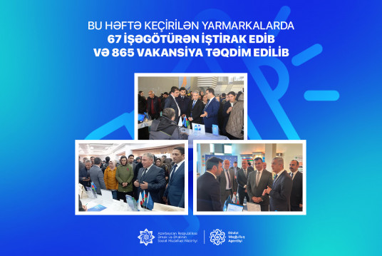 Bu həftə keçirilən yarmarkalarda 67 işəgötürən iştirak edib və 865 vakansiya təqdim edilib