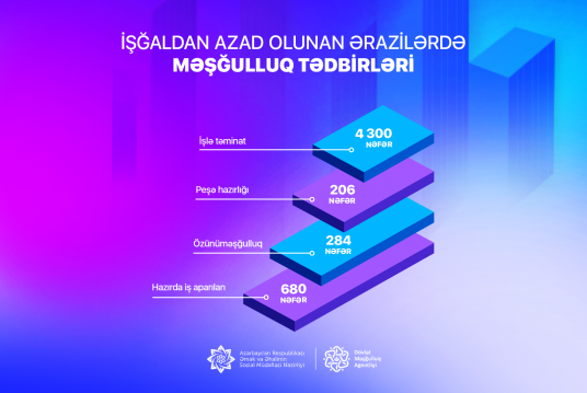 İşğaldan azad olunan ərazilərə köçürülən sakinlərdən 4300 şəxsin məşğulluğu təmin edilib