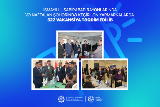 İsmayıllı, Sabirabad rayonlarında və Naftalan şəhərində keçirilən yarmarkalarda 322 vakansiya təqdim edilib