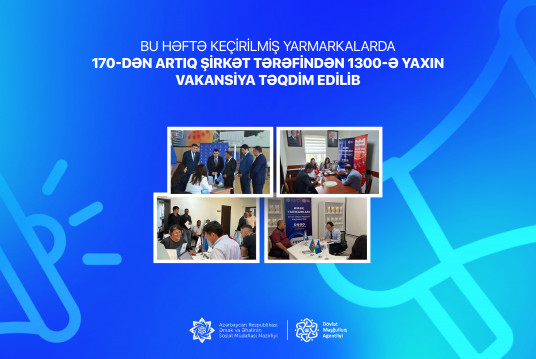 Bu həftə keçirilmiş yarmarkalarda 170-dən artıq şirkət tərəfindən 1300-ə yaxın vakansiya təqdim edilib