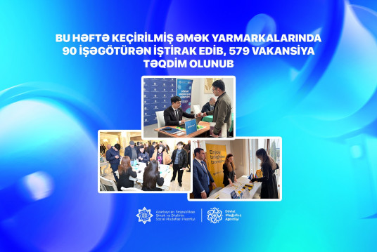 Bu həftə keçirilmiş əmək yarmarkalarında  90 işəgötürən iştirak edib, 579 vakansiya təqdim olunub