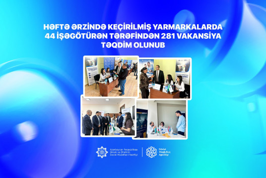 Həftə ərzində keçirilmiş yarmarkalarda 44 işəgötürən tərəfindən 281 vakansiya təqdim olunub
