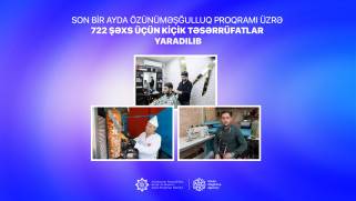 Son bir ayda özünüməşğulluq proqramı üzrə 722 şəxs üçün kiçik təsərrüfatlar yaradılıb