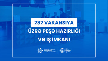 282 vakansiya üzrə peşə hazırlığı və iş ilə təminat həyata keçiriləcək