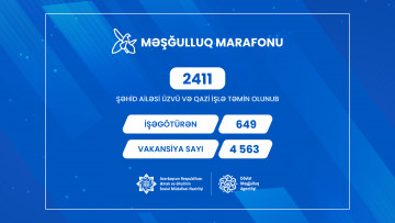 “Məşğulluq marafonu” üzrə 2400-dən çox şəhid ailəsi üzvü və qazi işlə təmin olunub