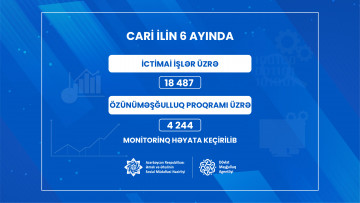 İctimai işlər üzrə 18 487, özünüməşğulluq proqramı üzrə 4 244 monitorinq həyata keçirilib