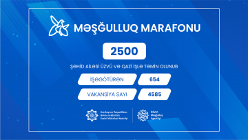 “Məşğulluq marafonu” üzrə 2500-ə yaxın  şəhid ailəsi üzvü və qazi işlə təmin olunub