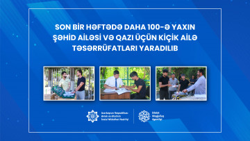 Özünüməşğulluq proqramı üzrə son bir həftədə daha 100-ə yaxın şəhid ailəsi və qazi üçün kiçik ailə təsərrüfatları yaradılıb