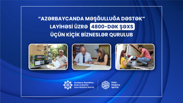 “Azərbaycanda məşğulluğa dəstək” layihəsi üzrə bu il 4800-dək işsiz şəxs üçün kiçik bizneslər qurulub