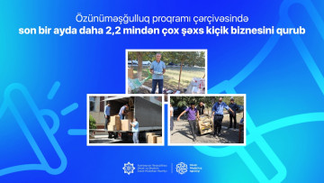 Özünüməşğulluq proqramı çərçivəsində son bir ayda daha 2,2 mindən çox şəxs kiçik biznesini qurub