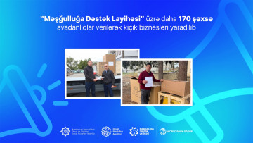 “Məşğulluğa Dəstək Layihəsi” üzrə daha 170 şəxsə avadanlıqlar verilərək kiçik biznesləri yaradılıb