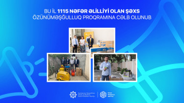 Bu il 1115 nəfər əlilliyi olan şəxs özünüməşğulluq proqramına cəlb olunub