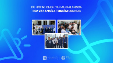 Bu həftə əmək yarmarkalarında 552 vakansiya təqdim olunub