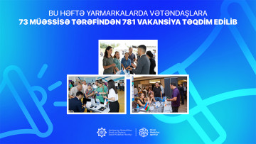 Bu həftə yarmarkalarda vətəndaşlara 73 müəssisə tərəfindən 781 vakansiya təqdim edilib