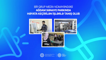 Bir qrup media nümayəndəsi Ağdam Sənaye Parkında həyata keçirilən işlərlə tanış olub