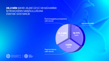 Postmüharibə dövründə şəhid ailəsi üzvü və müharibə iştirakçısı olan 26,2 min şəxsin məşğulluğuna dəstək göstərilib