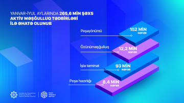 Yanvar-iyul aylarında 265,6 min şəxs aktiv məşğulluq tədbirləri ilə əhatə olunub