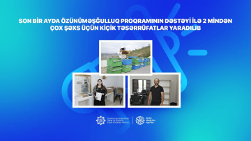 Son bir ayda özünüməşğulluq proqramının dəstəyi ilə 2 mindən çox şəxs üçün kiçik təsərrüfatlar yaradılıb