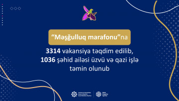 “Məşğulluq marafonu”na 3314 vakansiya təqdim edilib,  1036 şəhid ailəsi üzvü və qazi işlə təmin olunub